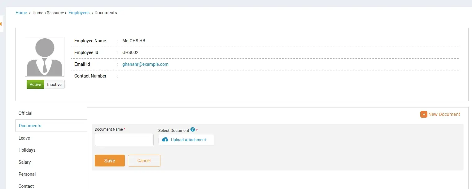 We can upload & download the Excel/PDF file in the system