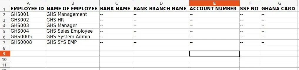 We have the option to export the bank details of an employee